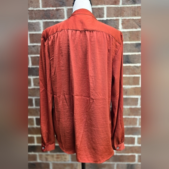 Loft Women's Rust Colored Silky Blouse - Picture 6 of 12